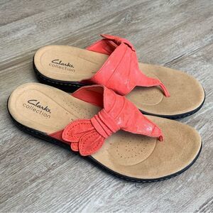 Clarks Laurieann Rae Bright Coral Thong Sandals Size 9